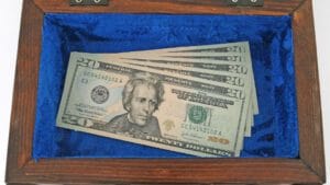 dolares en una caja representando un fondo de emergencia